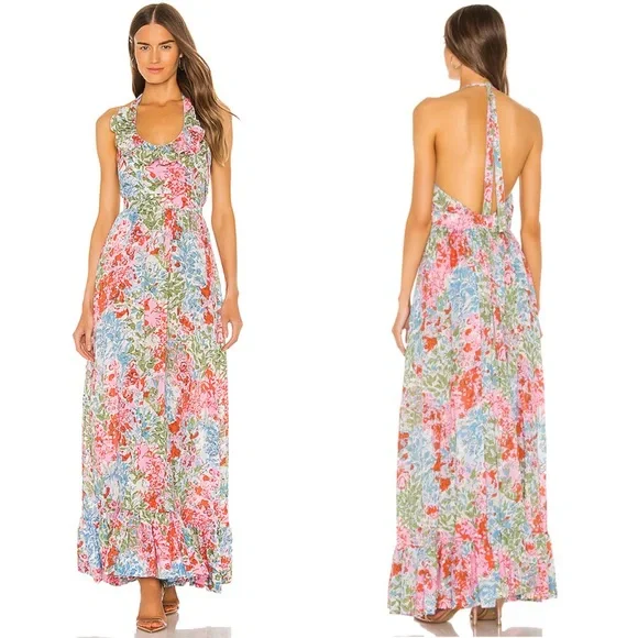 S/W/F floral halter neck maxi guest wedding small dress NWT - Picture 2 of 7
